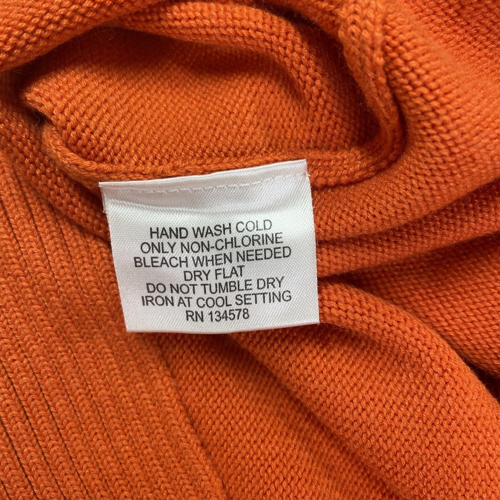 Vineyard Vines Sweater Womens Medium Orange Wool Wool Blend Shawl Collar - Picture 6 of 6